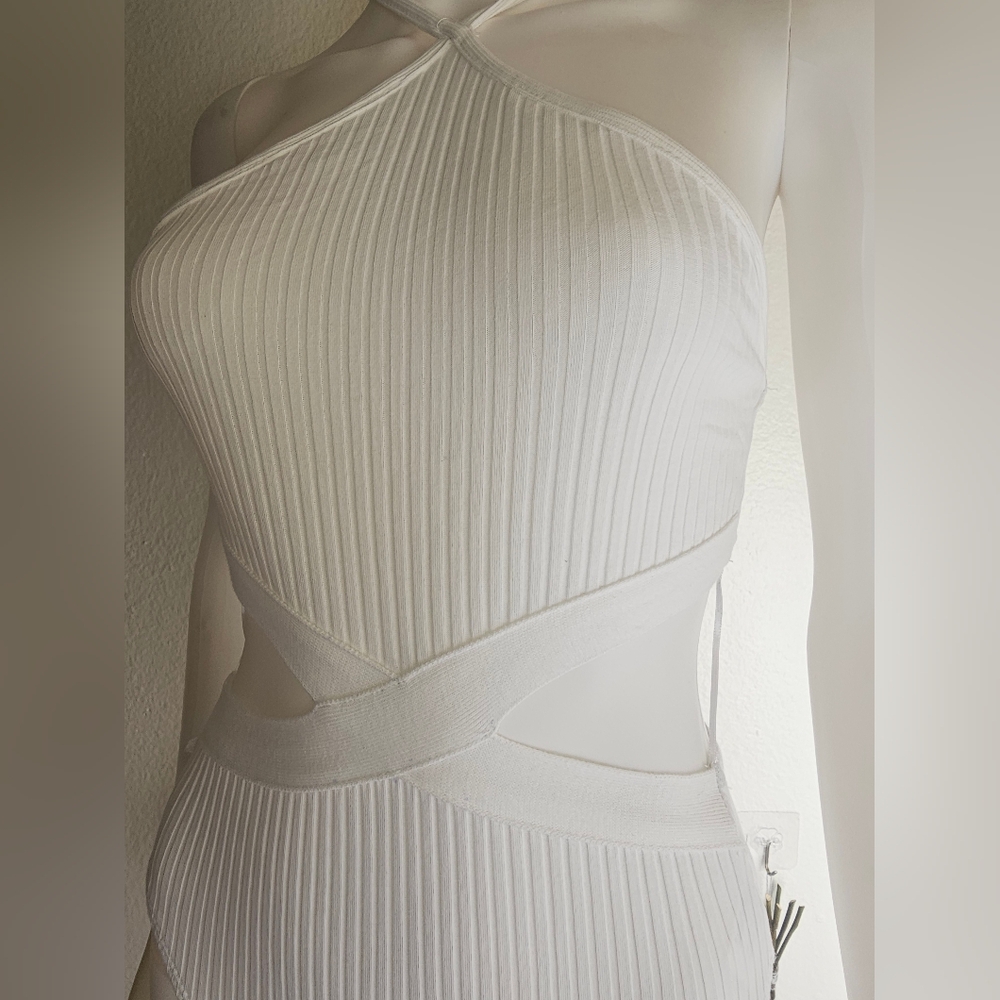 NOT Available ZARA NWT Ribbed Cut Out Bodysuit White Size Small - Picture 9 of 16
